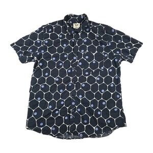 Cedar Wood State Men's Size XL Blue Black‎ Honeycomb Striped Button Up Shirt